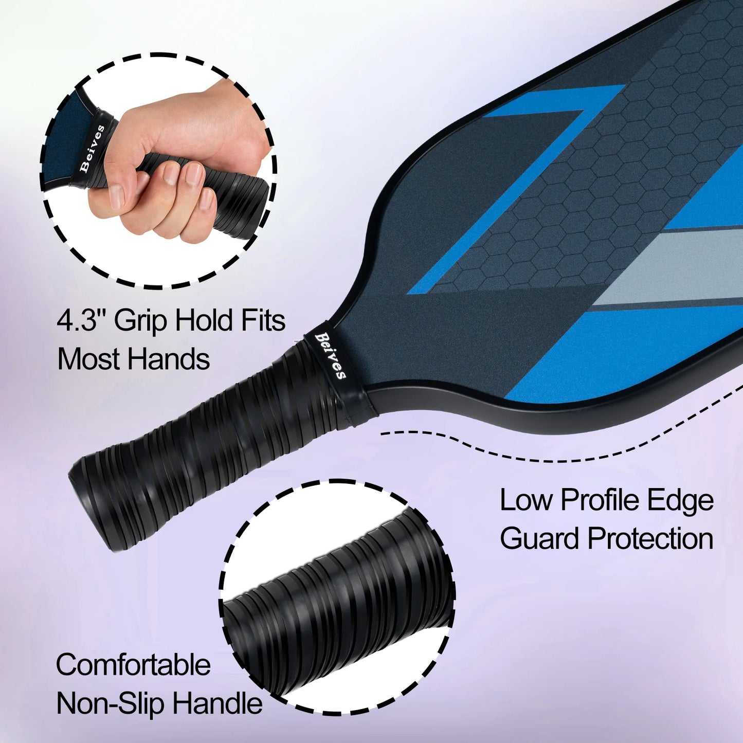 Pickleball Paddles Set of 4, Fiberglass Surface & Polypropylene Core 4 Balls & Carry Bag | Lightweight, Durable Design for Indoor/Outdoor Play | Family & Group Game Kit