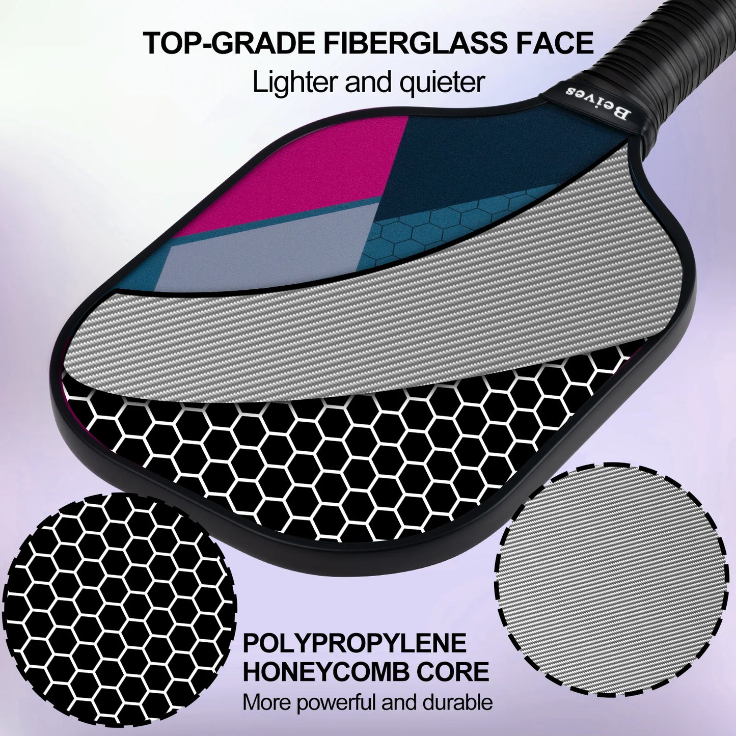 Pickleball Paddles Set of 4, Fiberglass Surface & Polypropylene Core 4 Balls & Carry Bag | Lightweight, Durable Design for Indoor/Outdoor Play | Family & Group Game Kit